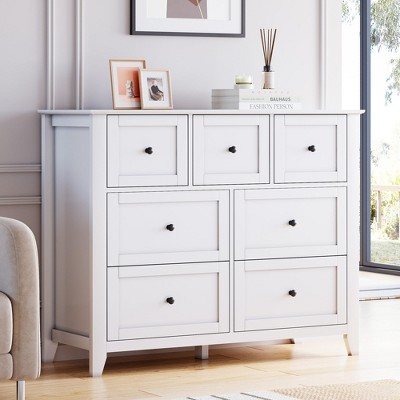 ODK 7 Drawers Dresser, Farmhouse Wood Dressers & Chest of Drawers for Clothes, Tall Storage Dressers Organizer with Deep Drawers for Living Room