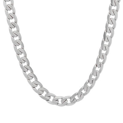 Steeltime Men's stainless steel accented 8mm Cuban chain link necklace. Color Options: Silver, Gold