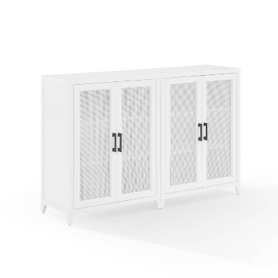 Crosley 56" Milo 2pc Media Sideboard Cabinet Set White