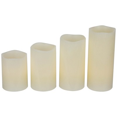 Northlight LED Flameless Flickering Wax Pillar Candles - 7" - Cream - Set of 4