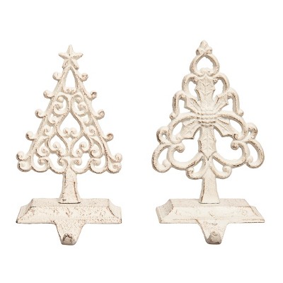 Transpac Cast Iron Ornate Tree Stocking Hanger Set of 2 for Christmas Home Decorations and Tree Ornaments