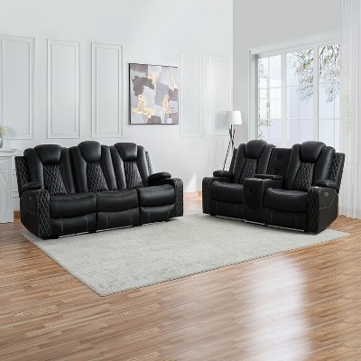 Home Imports Emporium Sofa Set Reclining Home Theater Seating Set with LED Lighting