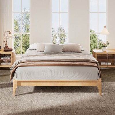 Full/Queen/King Size Solid Dry Bamboo Wood Platform Bed, Bamboo Bed Frame with Adjustable Headboard - ModernLuxe