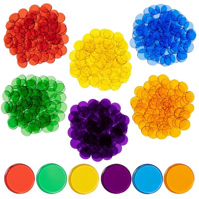 edxeducation® Transparent Counters - Set of 500 - Counters for Kids Math - Assorted Colors - 3/4 in - Counting, Sorting, Light Panels, Bingo and More