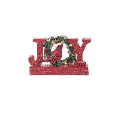 Transpac 8 in Holiday Joy Cardinal Decorative Object Christmas Polyresin Home Decor