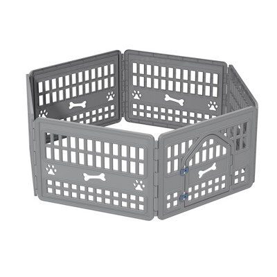 Decksplore 6-Panel Adjustable Pet Playpen with Safety Lock - Indoor/Outdoor Use, Gray