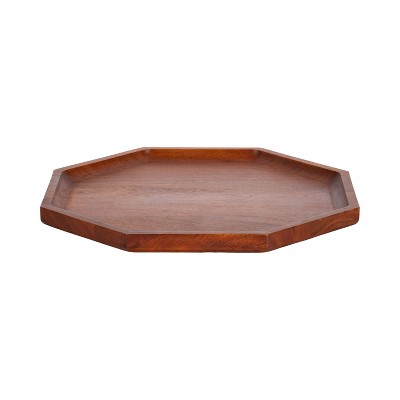 Kate and Laurel Thorpe Octagon Serving Tray, 16x16, Walnut Brown