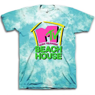 Mens MTV Tie Dye Shirt - #TBT Mens 1980's 1990's Music Television Clothing - Classic I Want My MTV T-Shirt (Beach House, Large)