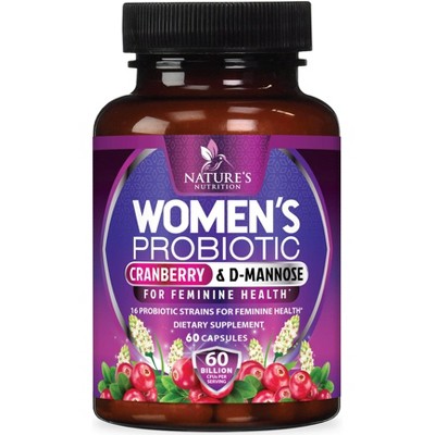 Probiotics for Women 60 Billion CFU - 16 Strains, Prebiotics & Cranberry, PH Balance, Digestive Health, Vaginal & Immune Support - 60 Capsules
