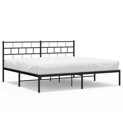 vidaXL Metal California King Bed Frame with Headboard, Heavy-Duty, Under-Bed Storage, No Mattress