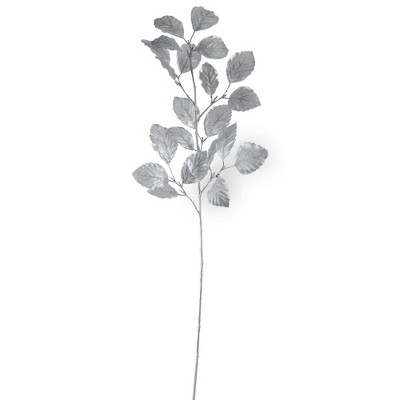 Northlight Glittered Metallic Leaves Artificial Christmas Spray - 29.5" - Silver