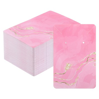 Unique Bargains Rectangle Paper Cardboard Hair Clip Earring Display Cards 100 Pcs Pink
