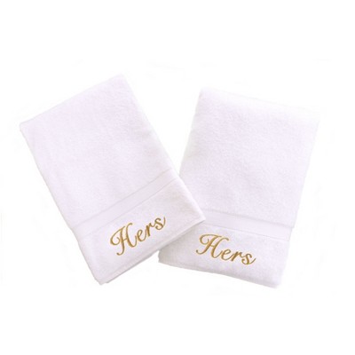 Linum Home Textiles 100% Turkish Cotton "Hers" and "Hers" 2PC Hand Towel Set