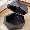 Flip Top Coffee Table Polygon Cocktail Table Storage Center Table Sofa Side Table Retro Accent Table, No Assembly Needed - ModernLuxe - 2 of 4