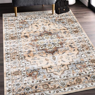 Vintage Floral Printed Machine Washable Area Rug Rug for Living Room Non Slip Non Shedding Floral Soft Carpet for Bedroom ‎Dining Room Nursery