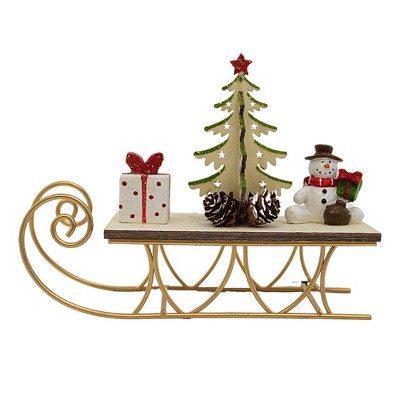 Option 2 5.5 Inch Holiday Decorations On Wood Sleigh , Die Cut Tree Pine Cones (1PC)
