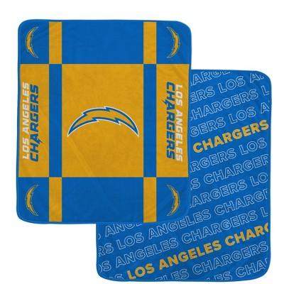 NFL Los Angeles Chargers Reverse Block Wordmark Double Sided Blanket: Plush Polyester Throw