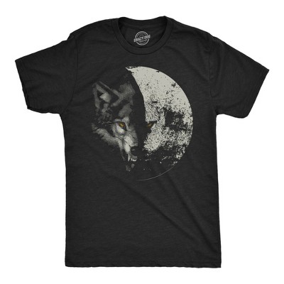 Mens Funny T Shirts Wolf Moon Cool Space Graphic Tee for Men - Crazy Dog Men's T Shirt For Astronauts