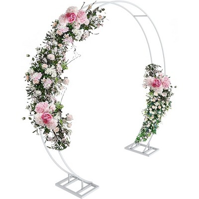 Artloge Large Heavy Duty Round Wedding Arch Double Layer Metal Backdrop Stand with Thickend Square Tubes for Wedding Garden Outdoor Party Decoration