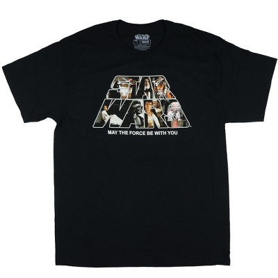 Seven Times Six Star Wars Shirt Mens May The Force Be With You Scene Letters Graphic Tee Black