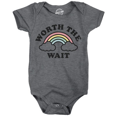 Worth The Wait Baby Bodysuit Funny Sarcastic Rainbow Graphic Novelty Jumper for Infants - Crazy Dog Baby Bodysuit With Sarcastic Sayings