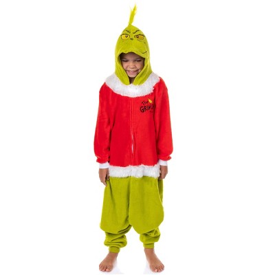 Seven Times Six The Grinch Union Suit Big Kids Santa Claus Costume Kigurumi Hooded Pajama