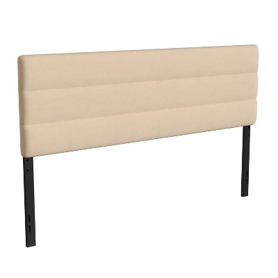 Emma and Oliver Modern Upholstered Headboard with Horizontal Line Stitching and Adjustable Height Rails