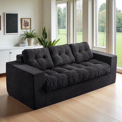 MAXYOYO 3 Seater Couch for Living Room, Boneless Couch with Tufted Cushion & Backrest, Sofa in A Box, No Assembly Required