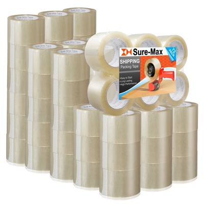 Sure-Max Extra-Wide Shipping & Packing Tape (3" x 110 yard/330' each) - Moving & Adhesive Carton Sealing - 2.0mil Clear - 72 Rolls