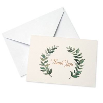 Gartner Studios 50ct Floral Botanical Thank You Notes Card Set with Envelopes: Floral Botanical Design, Multicolor, Includes Envelopes, Matte Finish