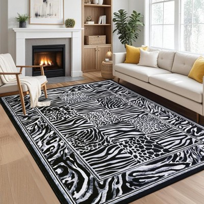 Leopard Runner Rug , Soft Leopard Patchwork Print Washable Rug Runners for Hallways Non-Slip Low Pile Kitchen Runners for Bedroom Laundry Kitchen