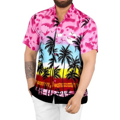 LA LEELA Mens Hawaiian Shirts Short Sleeve Button Down Shirt Men's Vacation Shirts Summer Beach Casual Tropical Shirts for Men Funny
