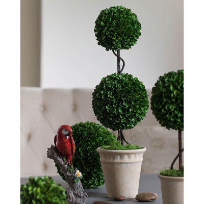 NicBex 22"H 2-Tiered Faux Boxwood Sphere Topiary in Cream Pot Mini Topiaries for living room, entryway or Office, Green