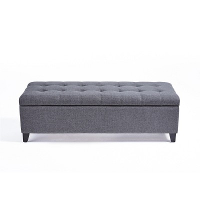 GlasFlength Ottomans and Benches Foot Rest Bedroom Bench Storage Ottoman Bench Upholstered Bench for Living Room, Gray, 50.75"*19.25"*16.25"