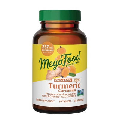 MegaFood Whole Body Minis Turmeric Curcumin With Black Pepper, Vegan, Gluten Free Mini Tablets - 60ct