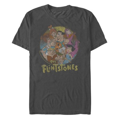 Men's The Flintstones Family Distressed Portrait T-Shirt