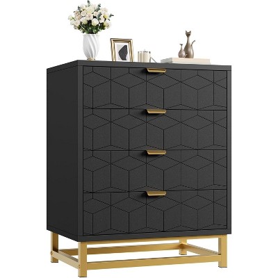 Coucheta 3-Drawer Wood Dresser w/Gold-Tone Handles - Bedroom Storage Chest for Closet & Nightstand Use