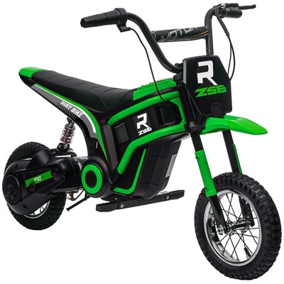 Aosom Electric Dirt Bike with Twist Grip Throttle, 24V 350W Electric Motorcycle Up to 15 MPH with Music Horn, Rear Suspension, for 13+ Years