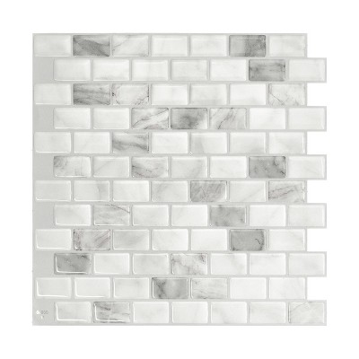Smart Tiles 9.80'' X 9.74'' Self Adhesive Ravenna Bianco 3D Peel and Stick Backsplash Tiles Gray: Vinyl Stick On Tile