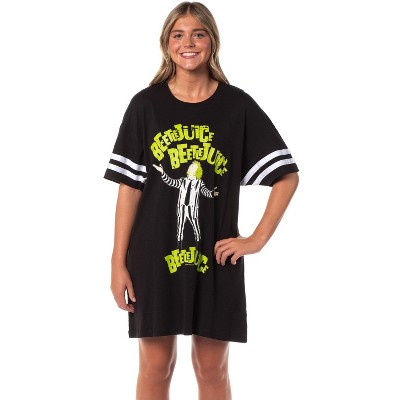 Beetlejuice Women's Halloween Movie Nightgown Pajama Shirt Dress For Adults