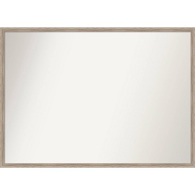 39" x 28" Non-Beveled Hard Wedge Whitewash Wood Wall Mirror - Amanti Art: Modern Rectangular, Includes Mounting Hardware