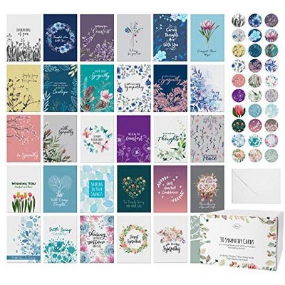 Dessie 30 Sympathy Cards with Unique Designs and Condolence Messages Inside 4 x 6