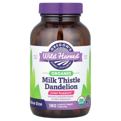 Oregon's Wild Harvest Organic Milk Thistle Dandelion, 180 Vegan Capsules