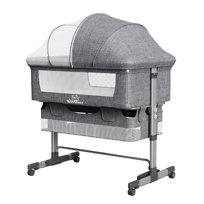 INFURNIC Cots Baby Bassinet Bedside Sleeper Adjustable Portable Bed for Baby, Easy Folding Portable Bassinet for Newborns, Gray, 35"*23"*50"