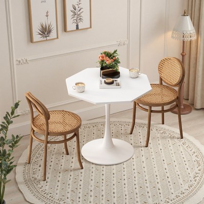 NicBex 32" Modern Round Dining Table with Printed White Marble Table Top, End Table for 4, Leisure Coffee Table for Dining Room, Living Room