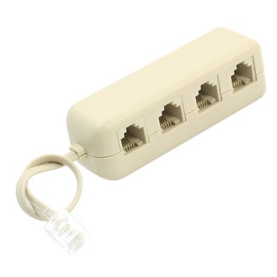 Unique Bargains Plastic Durable RJ11 Interface Beige Telephone Line Splitter 3.1" x 1" x 1" Beige 1 Pc
