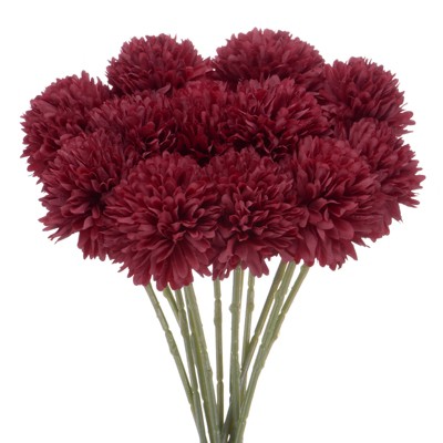 Unique Bargains Plastic Silk Durable Artificial Chrysanthemum Ball Flowers 11"