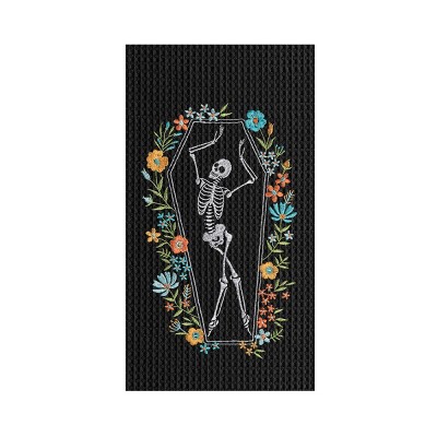 C&F Home Halloween Dance Black Cotton Waffle Weave Dishtowel