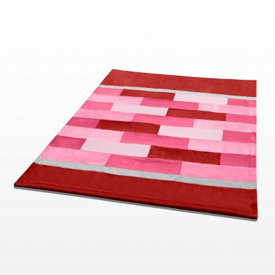 Slickblue Cozy Coral Fleece Patchwork Throw, 59x78.7 inches, 4 Color Options, Warm Blanket for Bedroom, Sofa & Travel