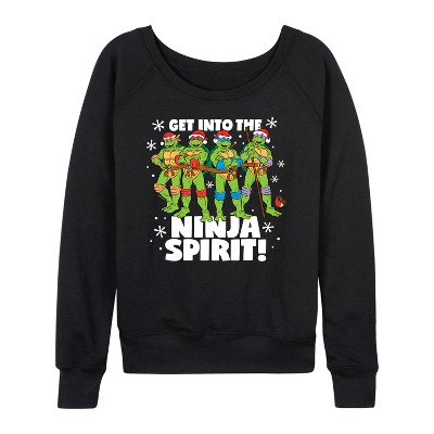 Women's - Teenage Mutant Ninja Turtles - Get Into The Ninja Spirit Lightweight French Terry Wide Neck Long Sleeve Graphic Shirt
